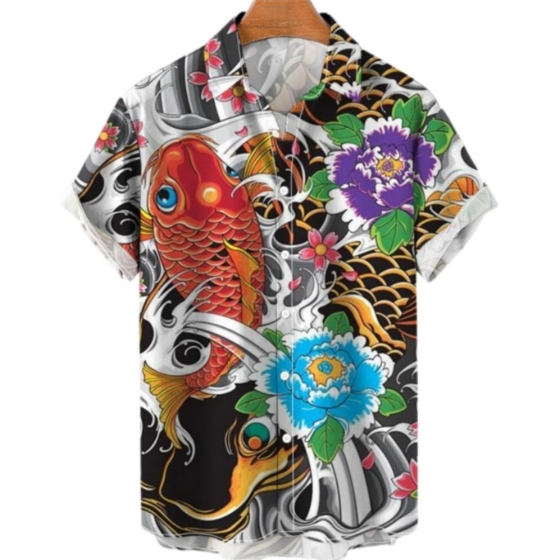 3D Printing Cancer - Été Floral Koi poisson chemise hawaïenne